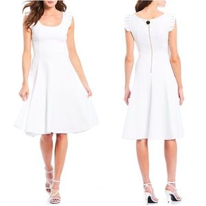 Calvin Klein Ruffled Cap Sleeved Fit & Flare Dress